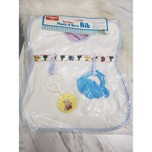 VINTAGE 1986 BABY BIB TOMMEE TIPPEE Playskool‎ Plastic & Terry NOS